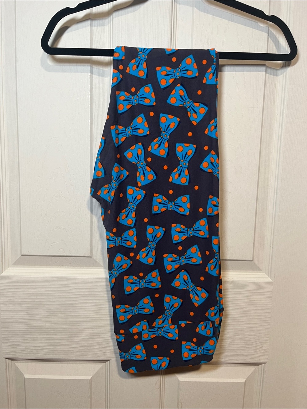 Women’s Bow Print Leggings - Blue & Orange